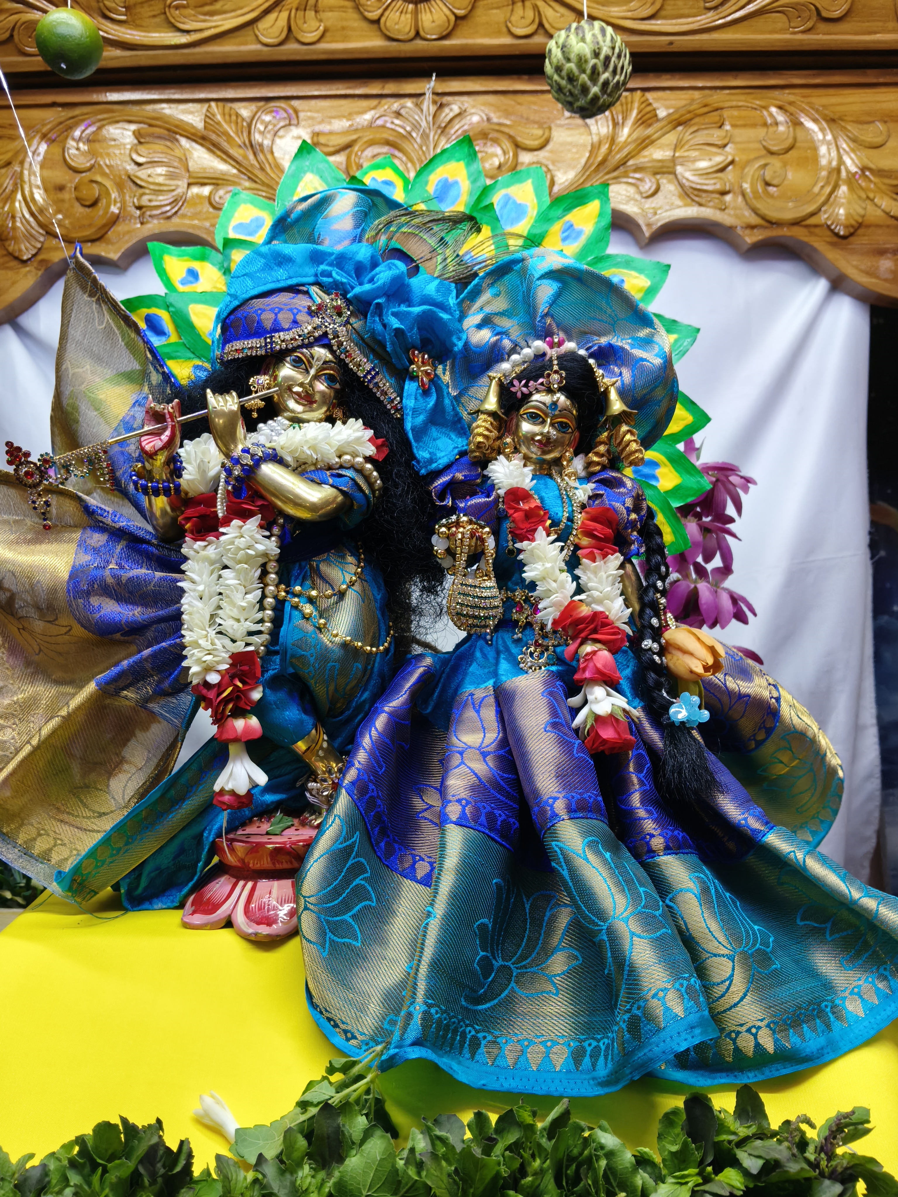 Decorated temple altar at ISKCON Rajampet